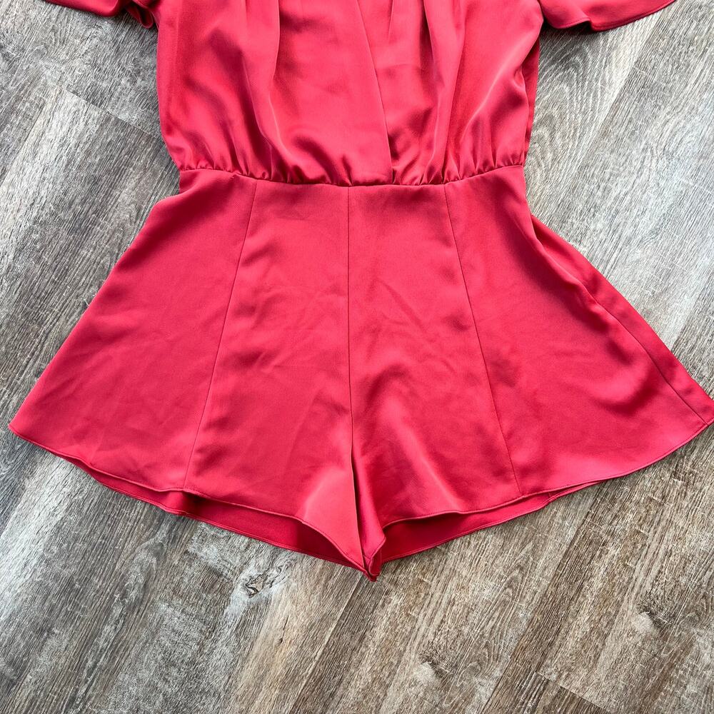 Revolve Privacy Please Satin Romper Red Neckline Closure - Picture 4 of 8